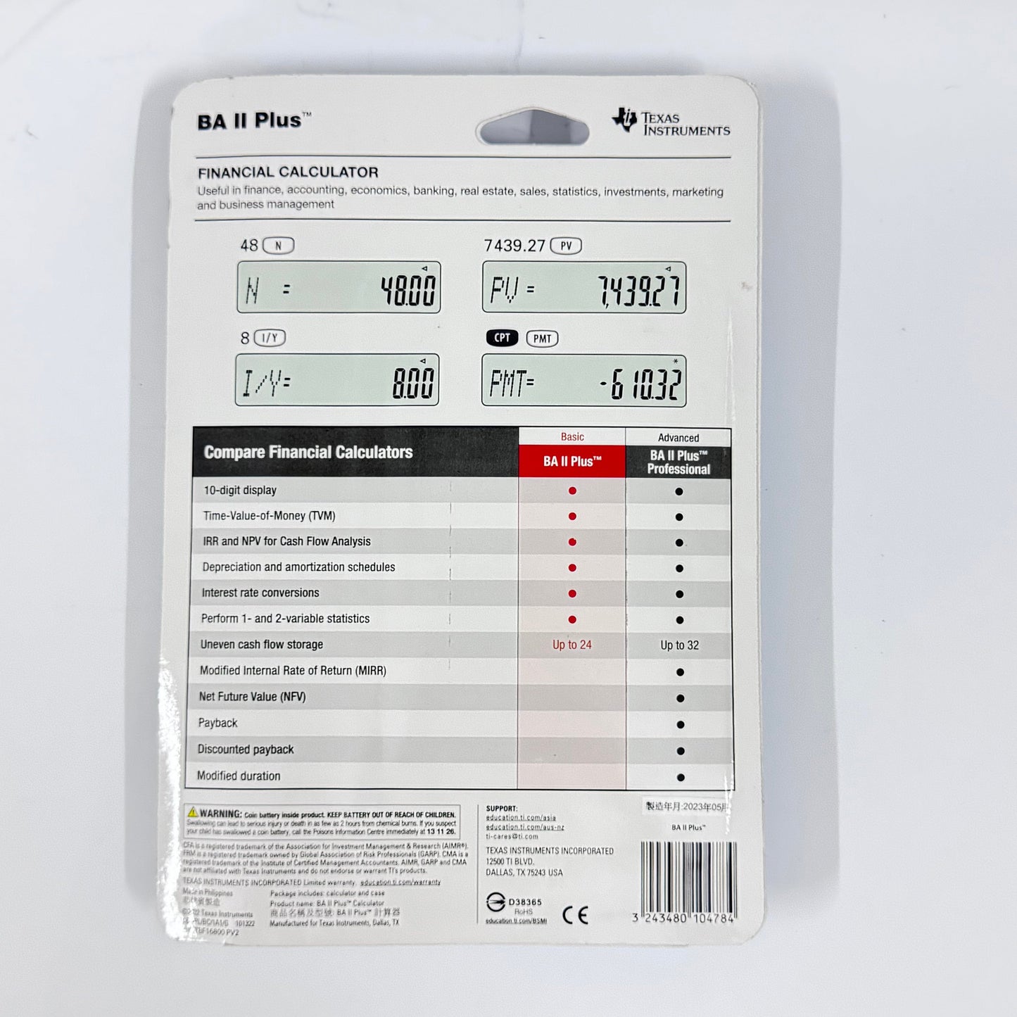 Texas Instruments BA II Plus Financial Calculator