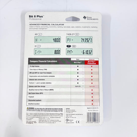 Texas Instruments BA II Plus Professional Financial Calculator